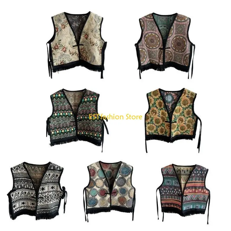 

Y5GC Elegant Ethnic Vest Shawl Sleeveless Summer Suitable for Women and Girls