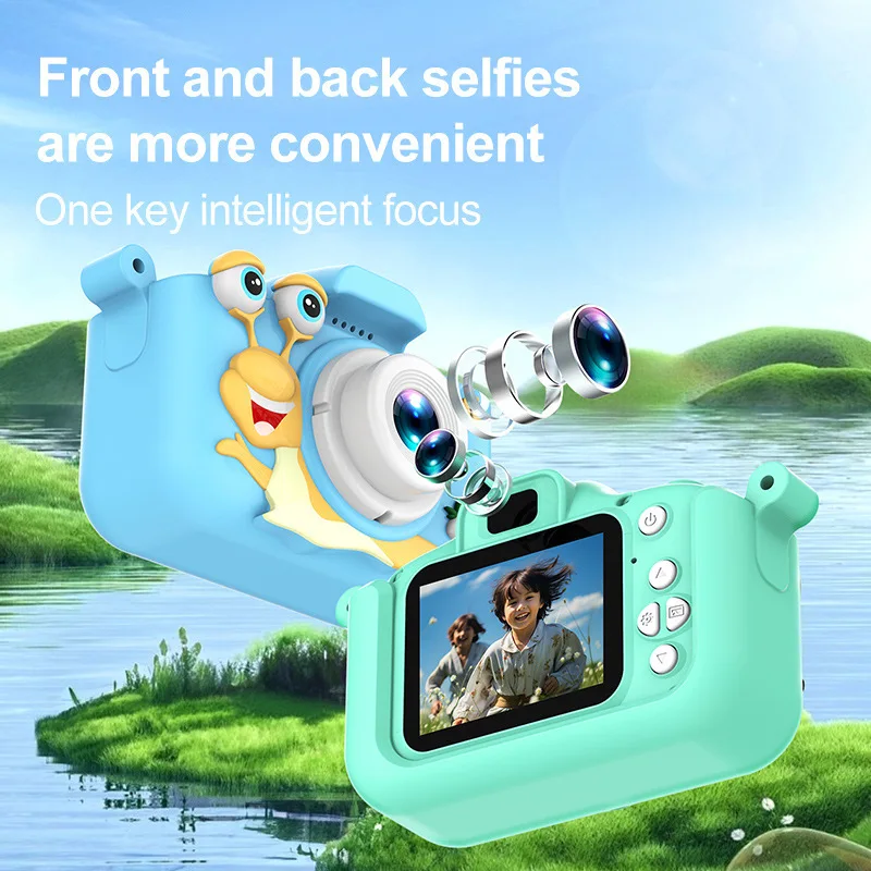 Luxmoc Kids HD Mini fotocamera digitale SLR Cute Puzzle Cartoon Snail Filter Camera HD Dual Lens Camera fotocamera multifunzione