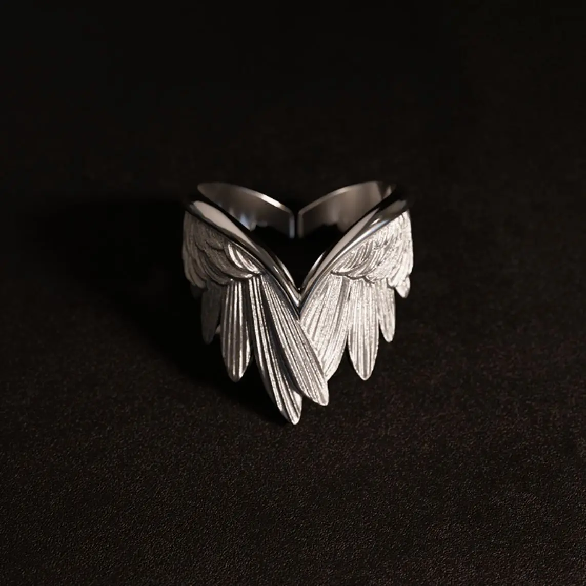 Retro Angel Wings Ring For Women Silver Color Punk Gothic Adjustable Open Ring Handmade Designer Jewelry Unisex Accessories Gift