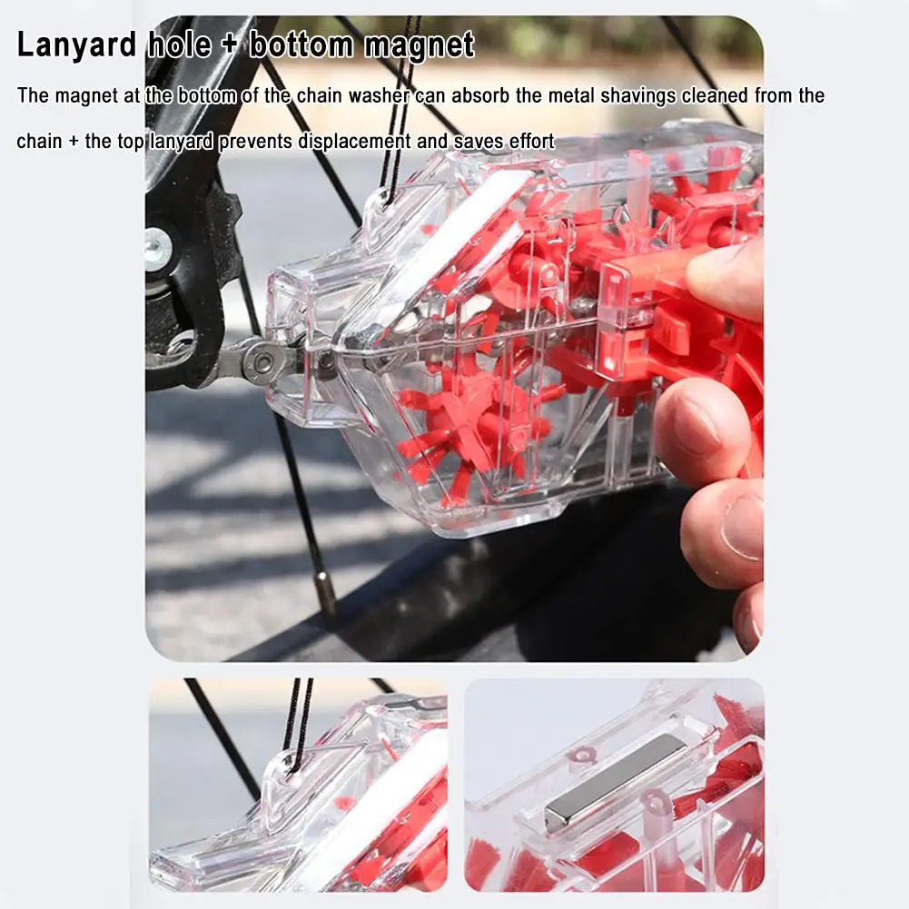 Bicycle Chain Cleaner Mountain Road Bike Chain Degreasing Transparent Visual Immersion Chain Washer Bicycle Cleaning Accessories