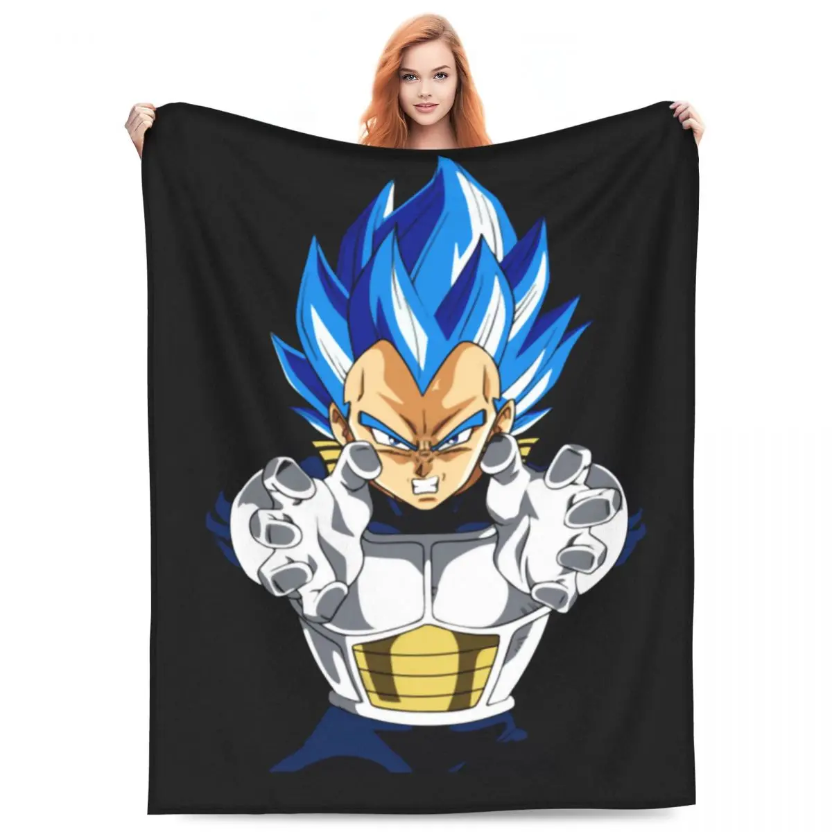 Vegeta Ascended Super Saiyan Blue Flannel Throw Blanket Dbz Dragon Ball Blankets for Home Outdoor Soft Bedding Throws