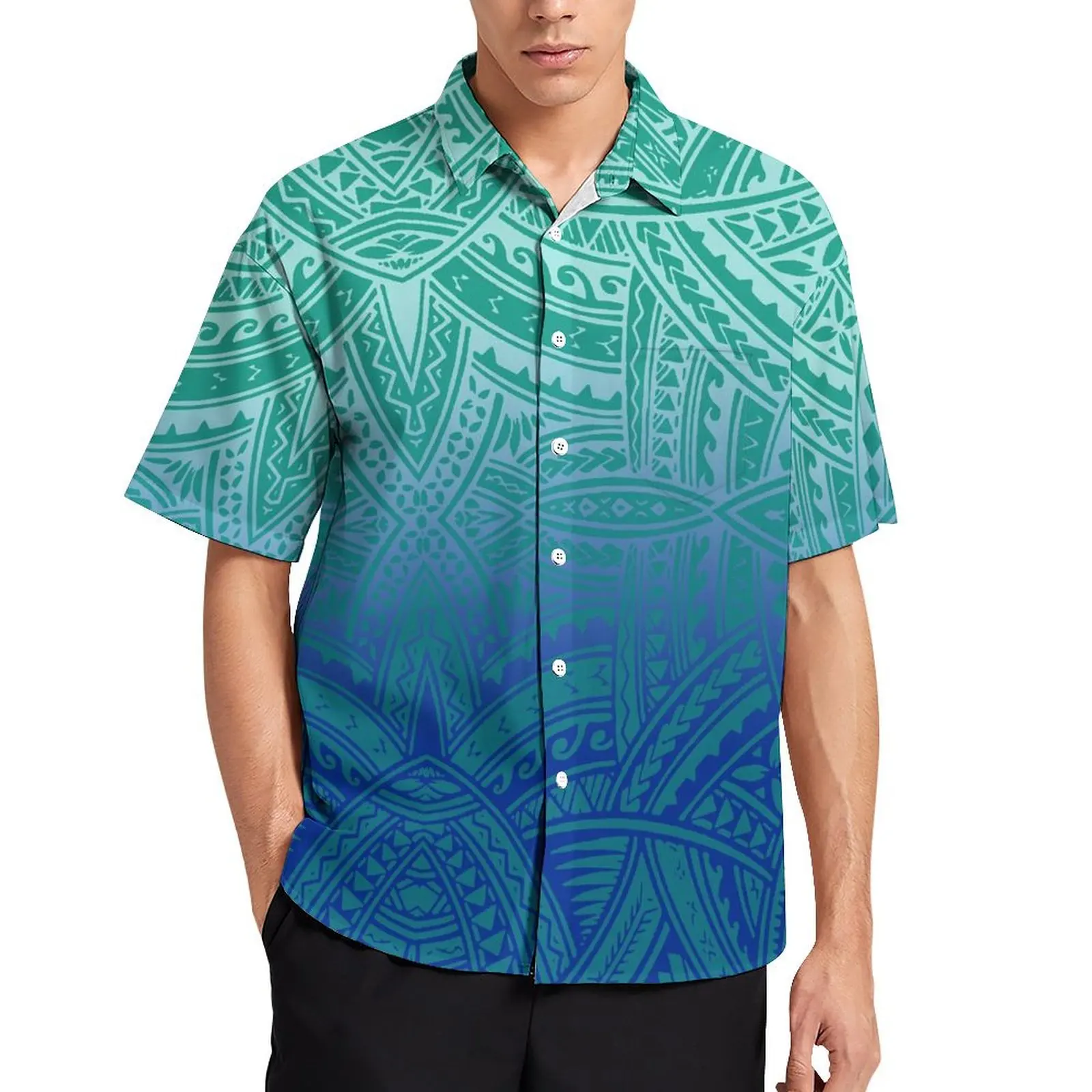 

Men'S Shirts For Sale Blue Polynesian Tribal Print Aloha Shirt Monster Men'S Shirt Button Up Top 9xl