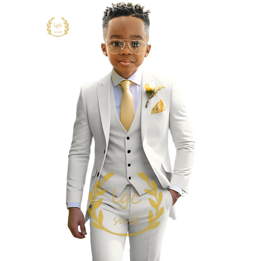 Boys ivory wedding suit dress tuxedo 3-piece suit suitable for 2-16 year old boys customized dinner ceremony tuxedo suit