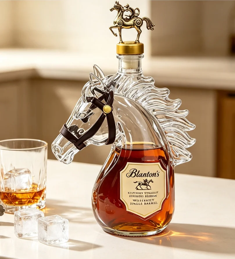Novelty Horse Shaped Glass Liquor Decanter Bottle, Leakproof Sealed Stopper Design for Home Bar Wine Whiskey Storage & Holiday