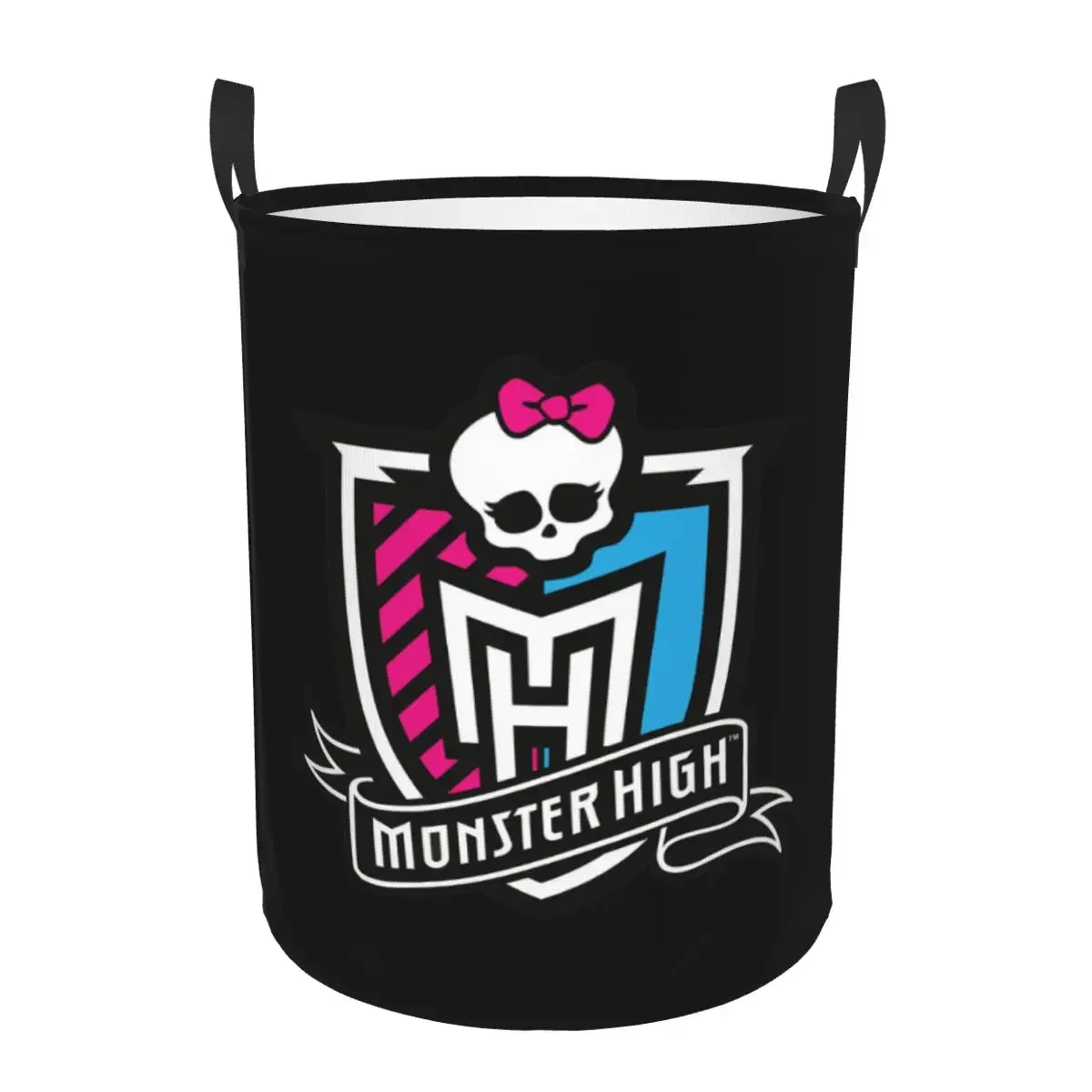 Monster High Logo Laundry Hamper Large Clothes Storage Basket Dolls Toys Bin Organizer for Kids