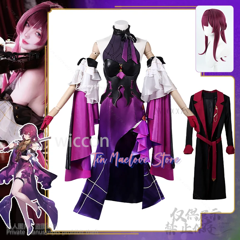 

hot Game Honkai: Star Rail 코스프레 Kafka Costume Concert Evening Dress Lolita Jirai Kei Girls Woman Wig Halloween cos Customized