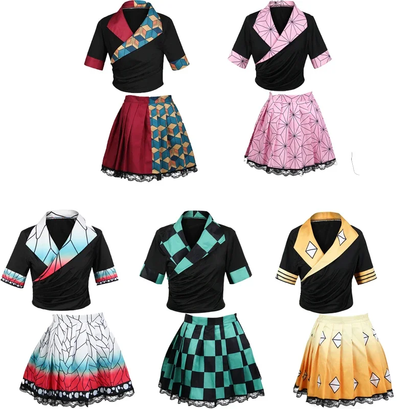 

Japanese Anime Shinobu Kocho Cosplay Costume Skirt Top Dress Kamado Kimono Uniform Outfits Hallowen Carnival Party Suit Roleplay
