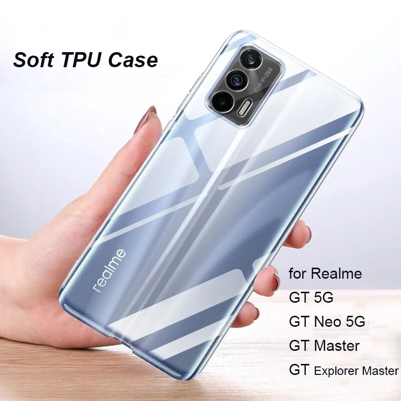 Weiche TPU-Hülle für Realme GT Neo 2 2T Explorer Master 5G, transparente Silikon-Handyhülle, stoßfeste, klare Stoßstangen-Rückseite