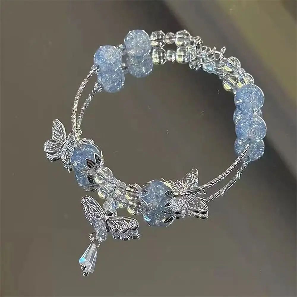 Butterfly Star Moon Flower Pendant Glazed Bracelet with Colorful Beads Jewelry Gift Bead Chain Beauty Accessory Dainty Bangle