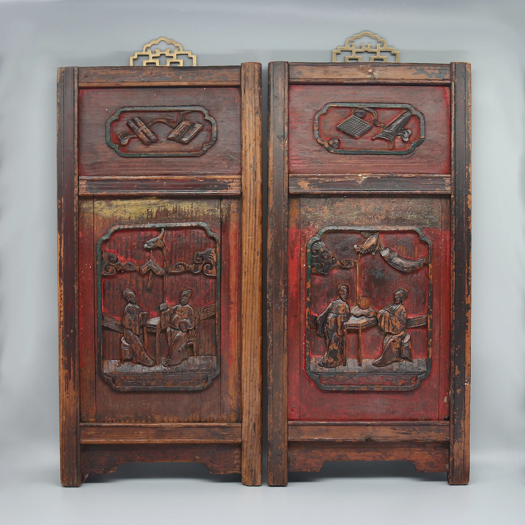 Pair of Carvings from Old Canopy Bed, Wall Hanging, Home Decoration
