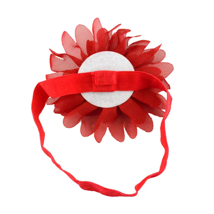 6pcs/lot Solid Color Artificial Flowers Hairband Newborn Baby Chiffon Floral Elastic Headband Handmade Headwear Accessories