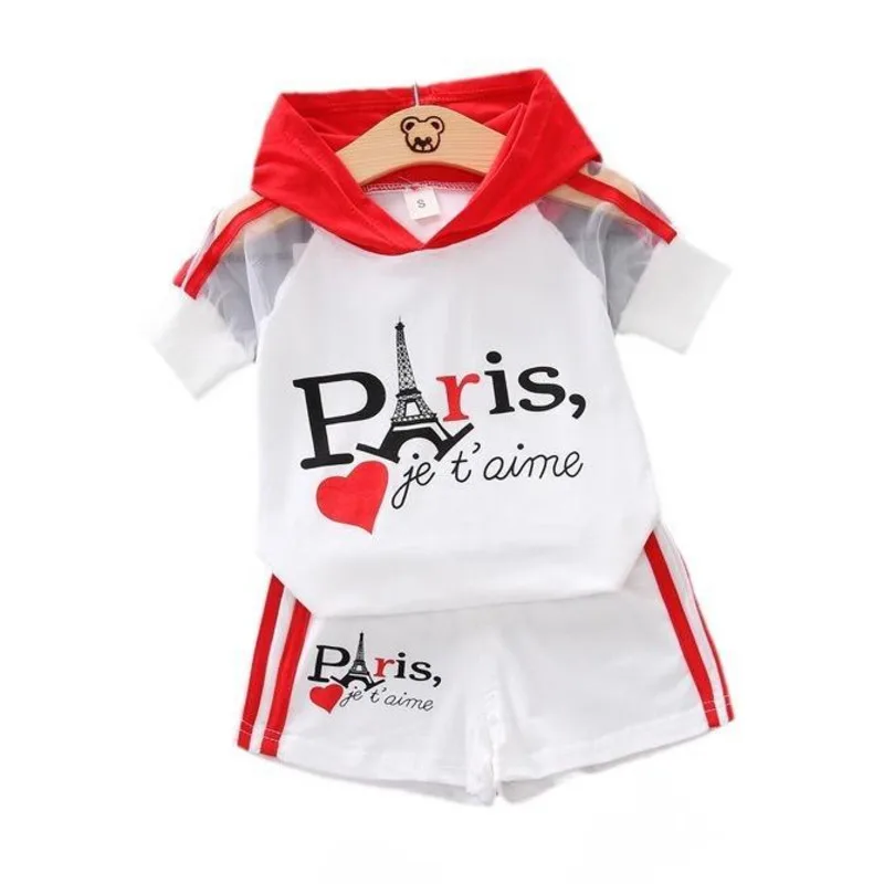 New Summer Baby Girls Clothes Children Boys Sports Letter Hooded T-Shirt Shorts 2Pcs/Sets Toddler Casual Costume Kids Tracksuits