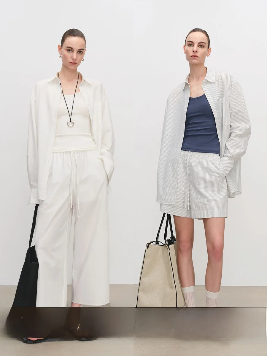 

MSBEAST Casual Cotton Striped Set irt orts Eighteen Pants Comfortable Breathable Spring Faion Ladies' Clothing