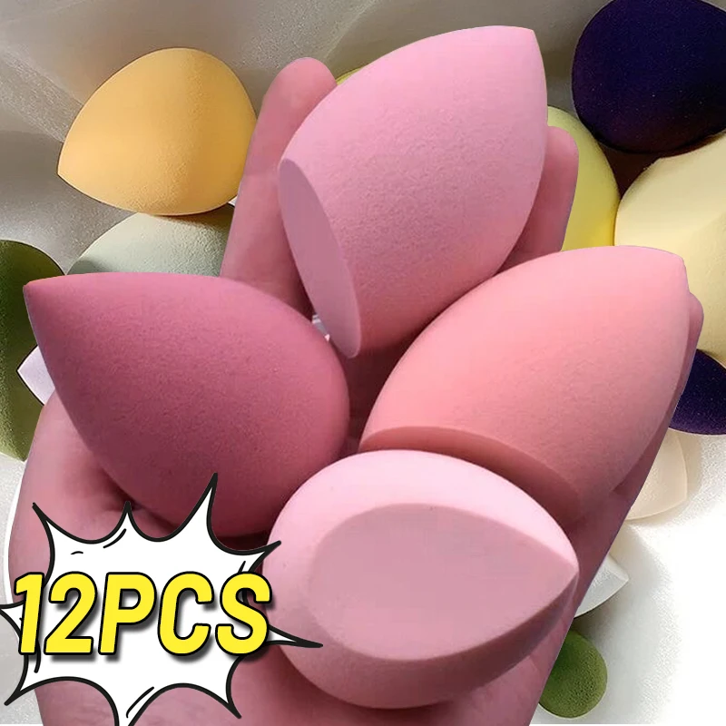 12 Stuks Make-Up Spons Beauty Ei Zacht Droog Nat Gebruik Cosmetische Puff Concealer Foundation Sponzen Poederdeeg Vrouwen Make-Up Beauty Tool