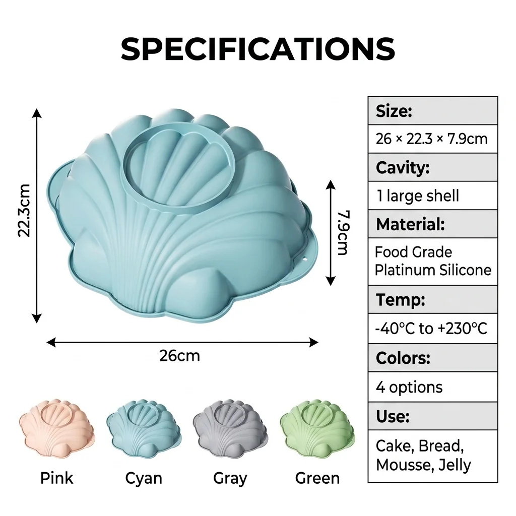 1PCS Ocean Fondant Silicone Mold Shell Chocolate Mold For Marine Theme Candy Jelly Soap Food Grade Party Decoration Mould Tools