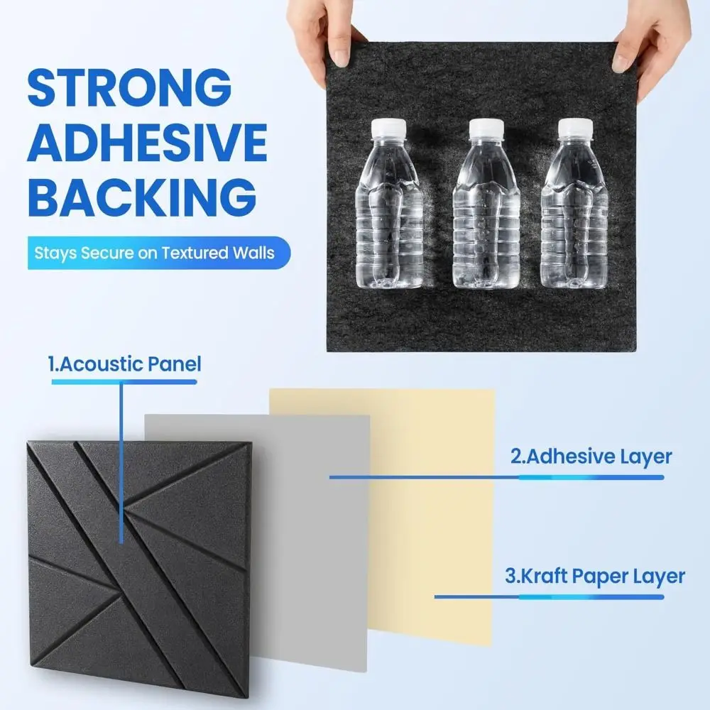 Self-Adhesive Acoustic Panels Square Shape Polyester Fiber Soundproof Panels High Density Noise Reduction Wall Stickers