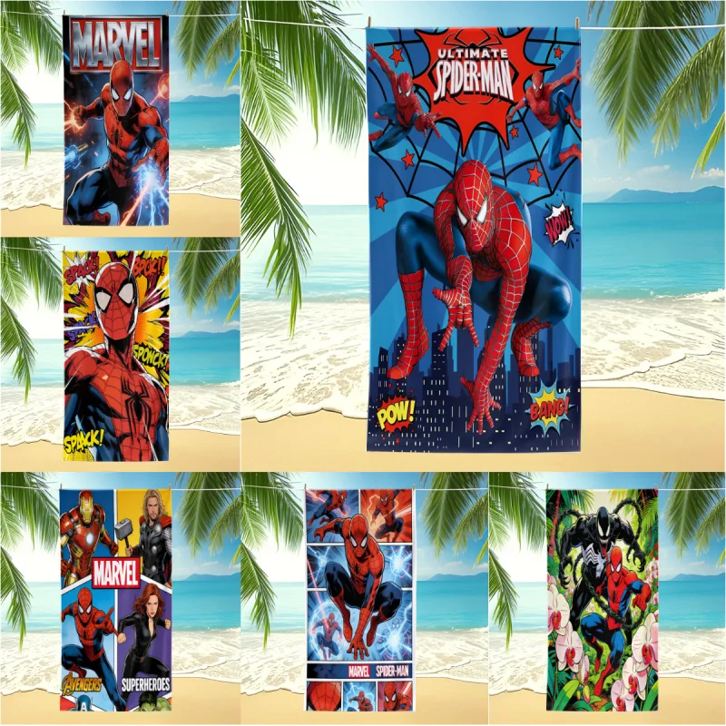 Toalla de playa con estampado de cómic de Spider-Man, toalla de piscina, toalla de camping, toalla de baño, para niños y niñas, esencial para la playa y la piscina