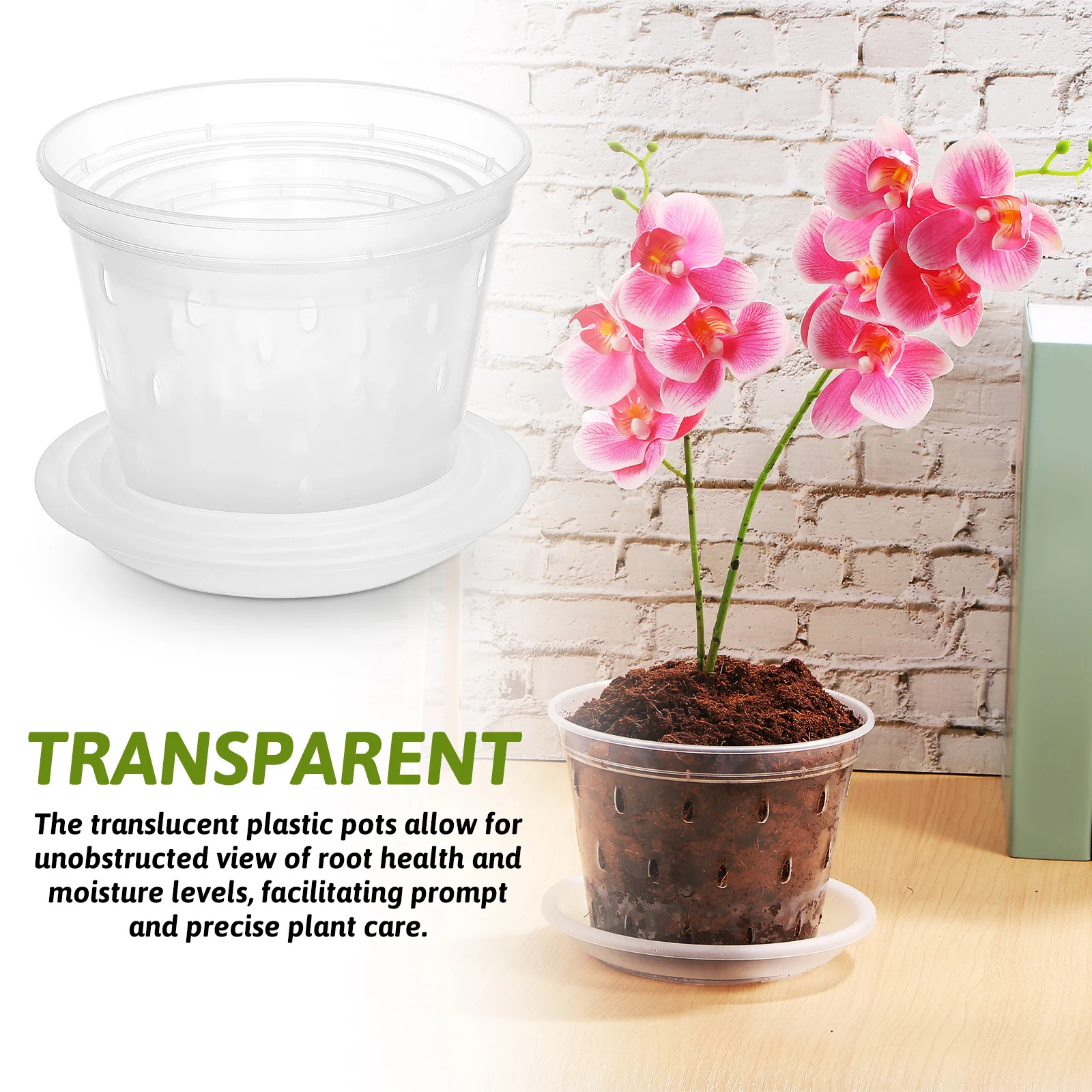 

3Pcs Clear Plastic Orchid Pots Planters Drainage Holes Nursery Gardening Pots with Saucers Orchid Planter Orchids Flowerpot
