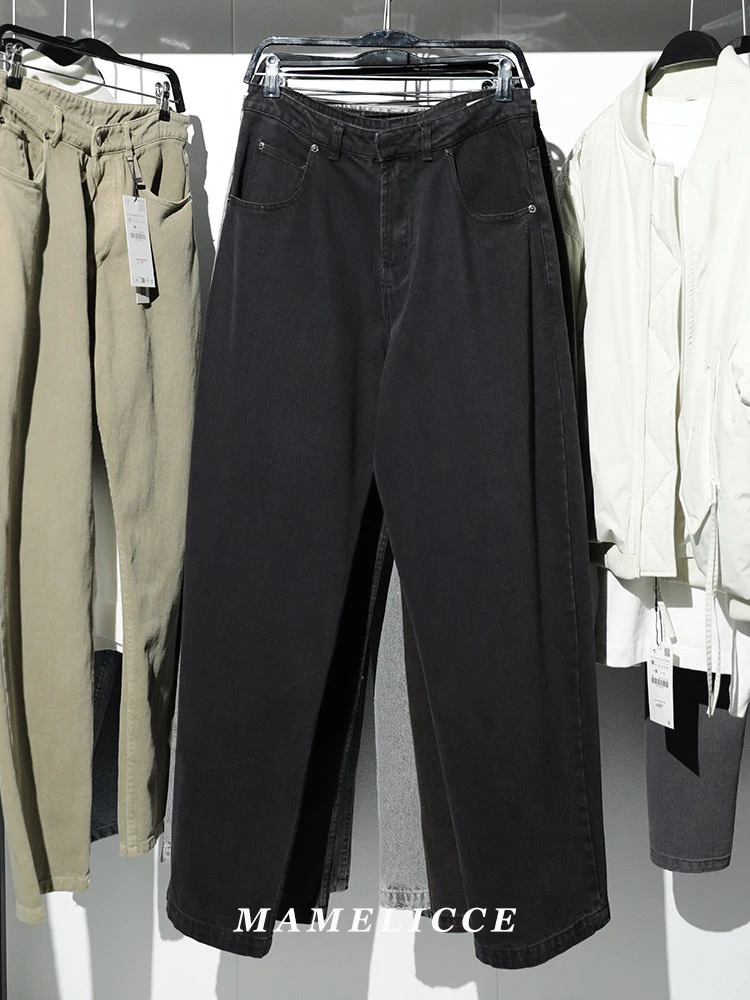 MAMELICCE original design casual Jeans pants with washable fabric denim cotton wide leg pants man straight-leg pants