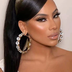 New Fashion Colorful Crystal Big Hoop Earrings for Women Geometric Circle Earrings Brincos Punk Jewelry Gift Boucles d'oreilles