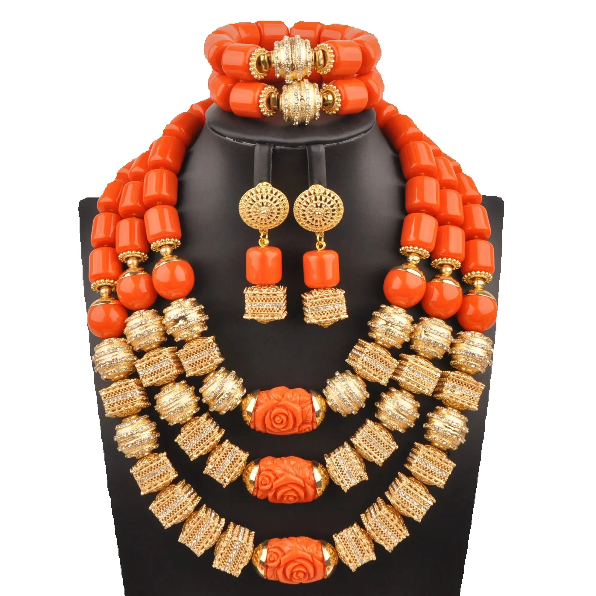 

Orange Artificial Coral African Beads Jewelry Set
