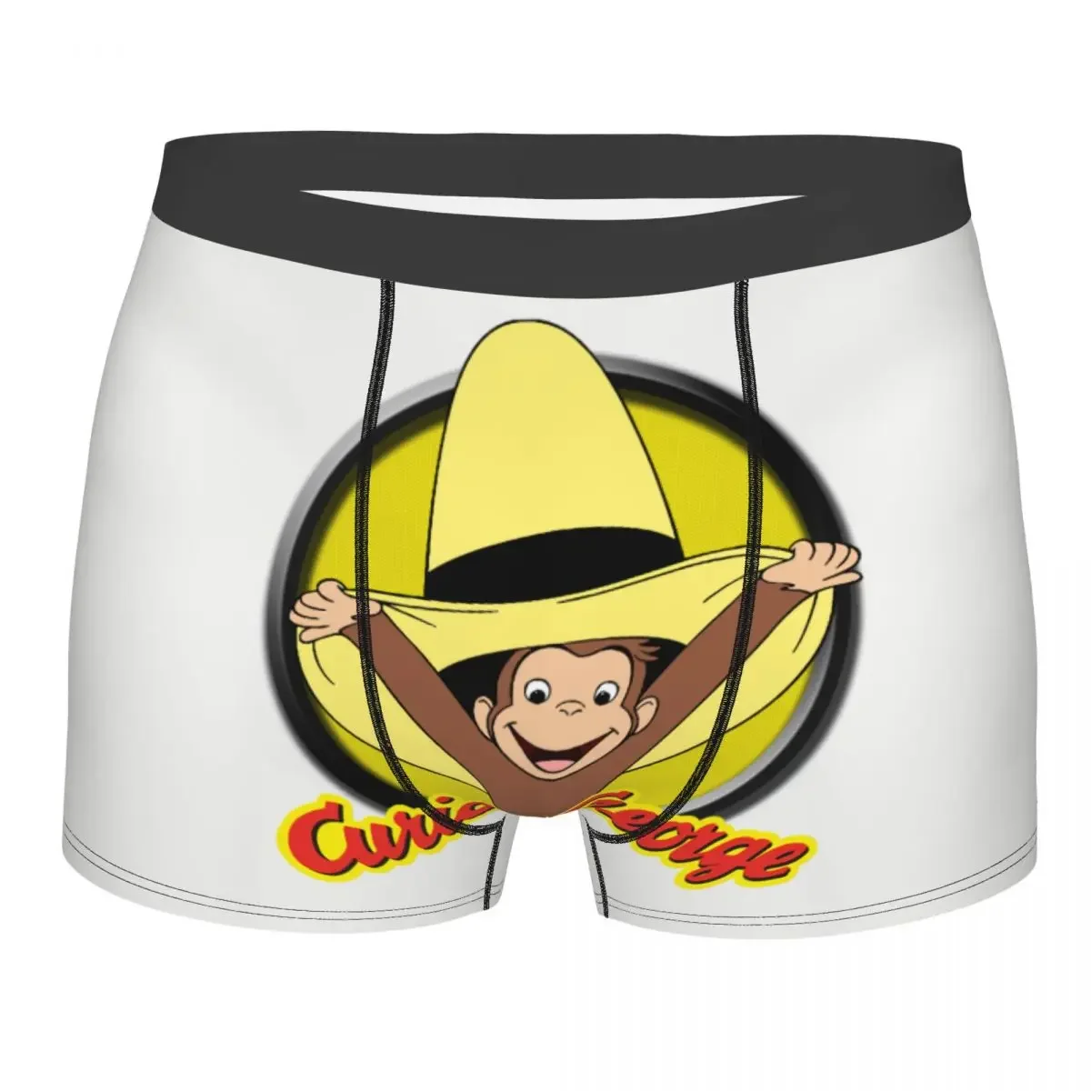 Custom Male Cool Curious George Cute Funny Underwear Brown Monkey Boxer Briefs Soft Shorts Panties Underpants