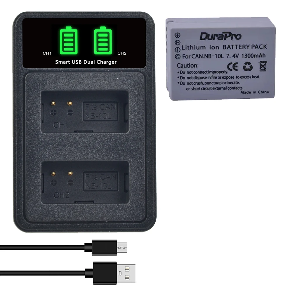 

DuraPro 1300mAH NB-10L Bateria NB 10L Battery + Charger for Canon G1X G15 G16 SX40HS SX50HS SX60HS SX40 SX50 SX60 HS Camera