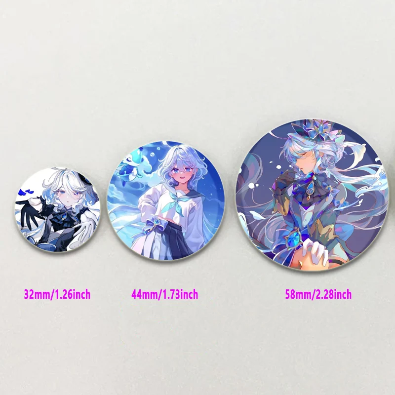 Anime Genshin Impact Pins Cute Cartoon Furina Badge Handmade Tinplate Brooches Breastpin for Backpack Clothes Gift Accessorys