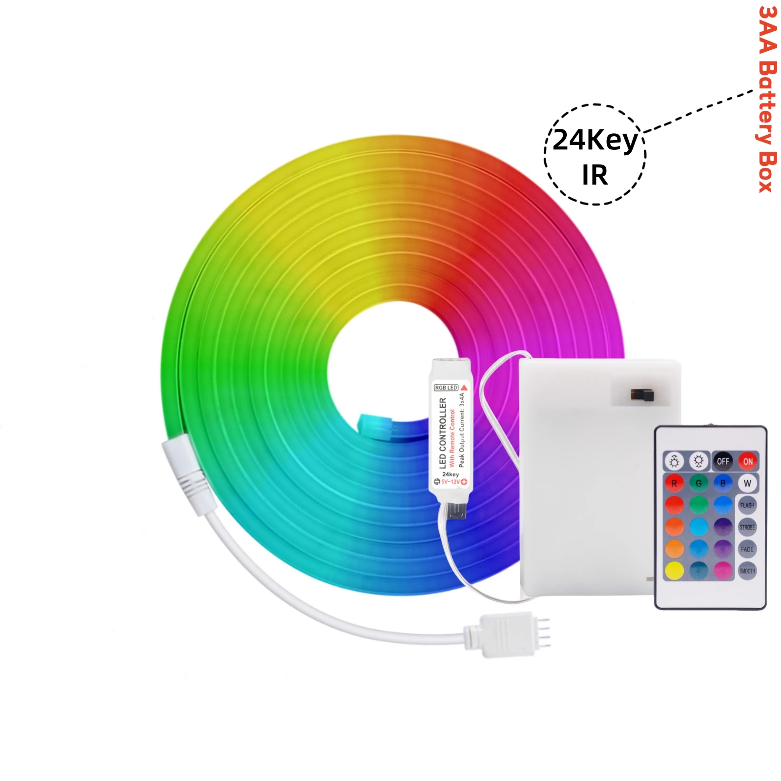 HEGEHE 5V RGB Neon Streifen Licht 1M 2M 3M 3AA Batterie Box Mit Bluetooth Fernbedienung wasserdichte Flexible Band Band Für Home Decor 5