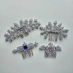 SLBRIDAL Trendy Sparkling Prong Setting Cubic Zircon Bridal Wedding Hair Comb Women Girls Jewelry Daily Fashion Hair Accessories
