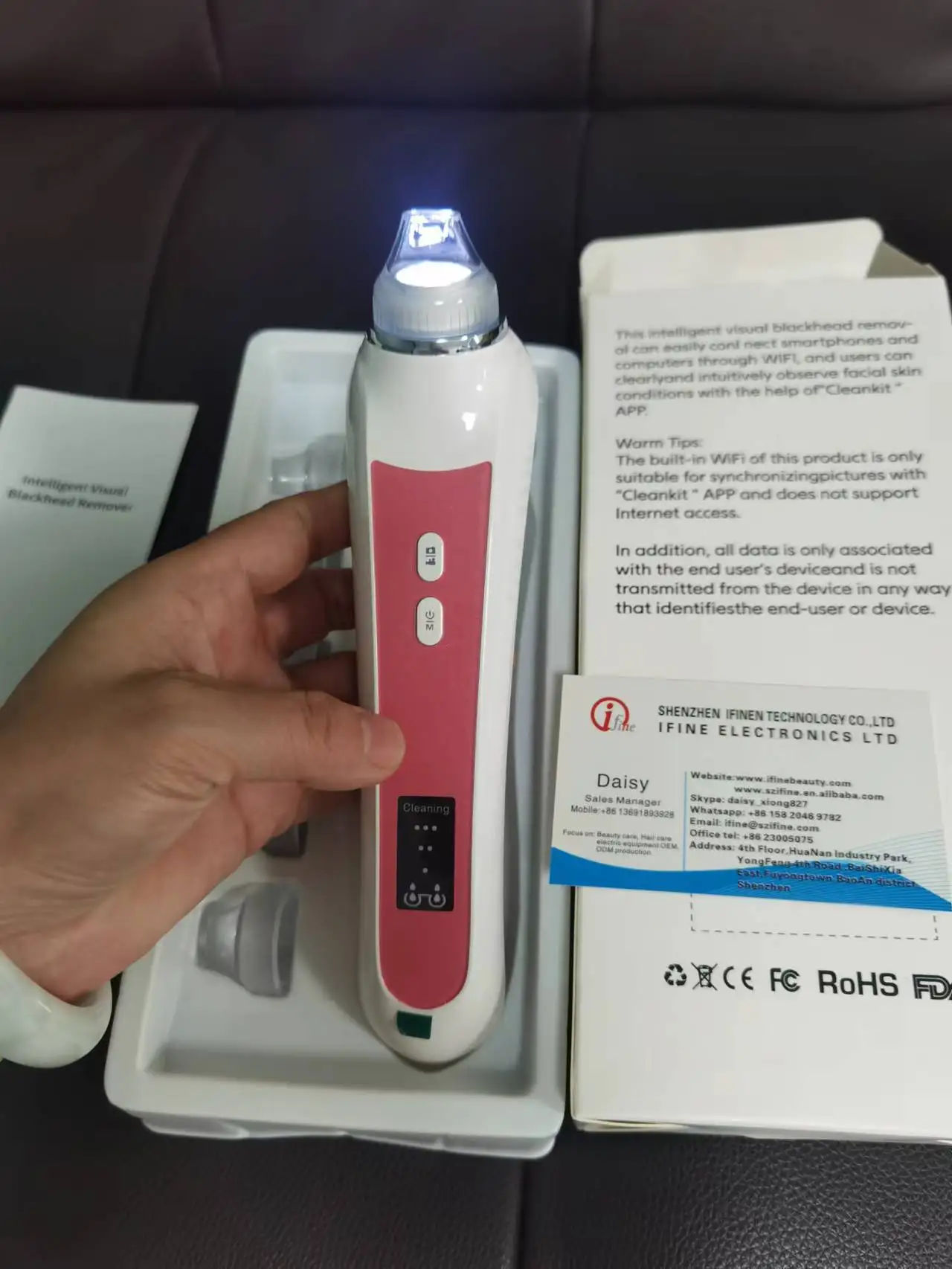 スマートライブラリWiFiビジュアルフェイシャルポアクリーナー5MP 20倍拡大ブラックヘッドリムーバー真空フェイシャルクリーナー