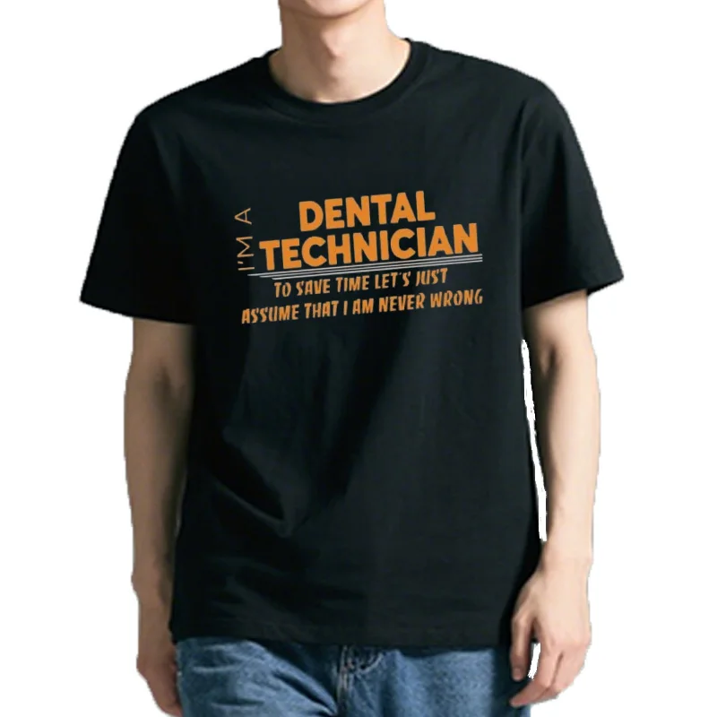 T-Shirt à col rond pour homme, vêtement de dentiste, classique et basique, 100% coton, grande taille