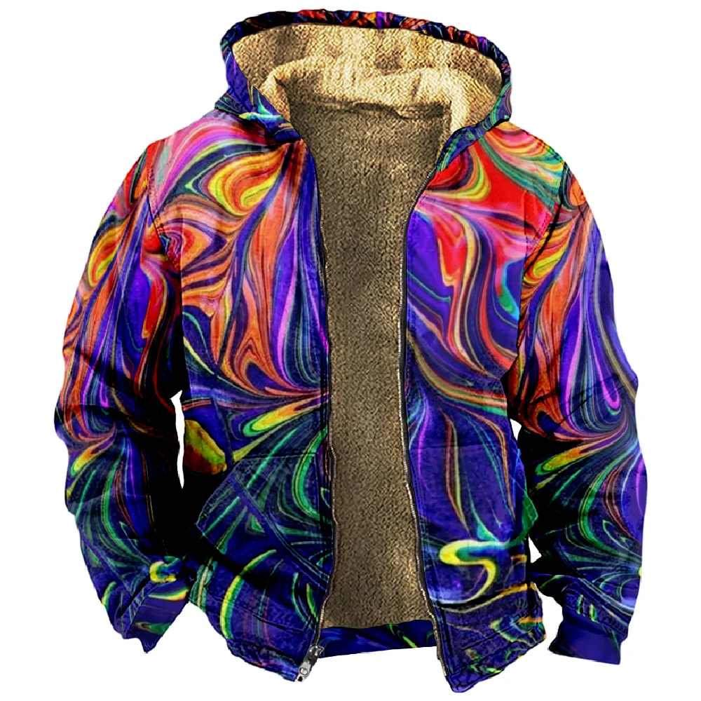 3D Colorful Hoodie Long Sleeve Zipper Sweatshirt Stand Collar Coat Harajuku Streetwear Women Men Winter Clothes