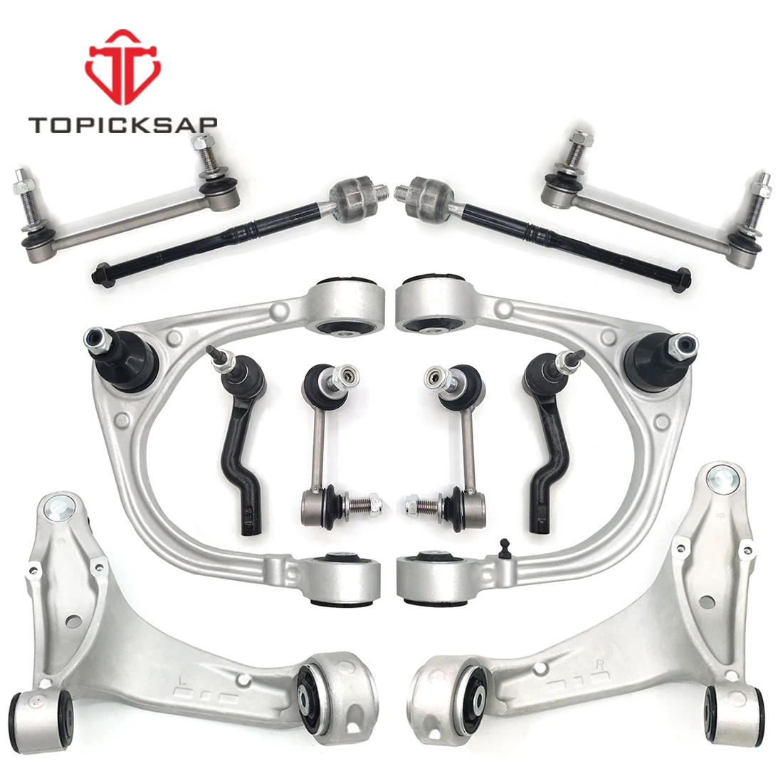 TOPICKSAP 12Pcs Front Upper Lower Control Arm Tie Rod Ends Sway Bar Links Assembly Kit for Cadillac CTS 2008-2011 2012 2013 2014