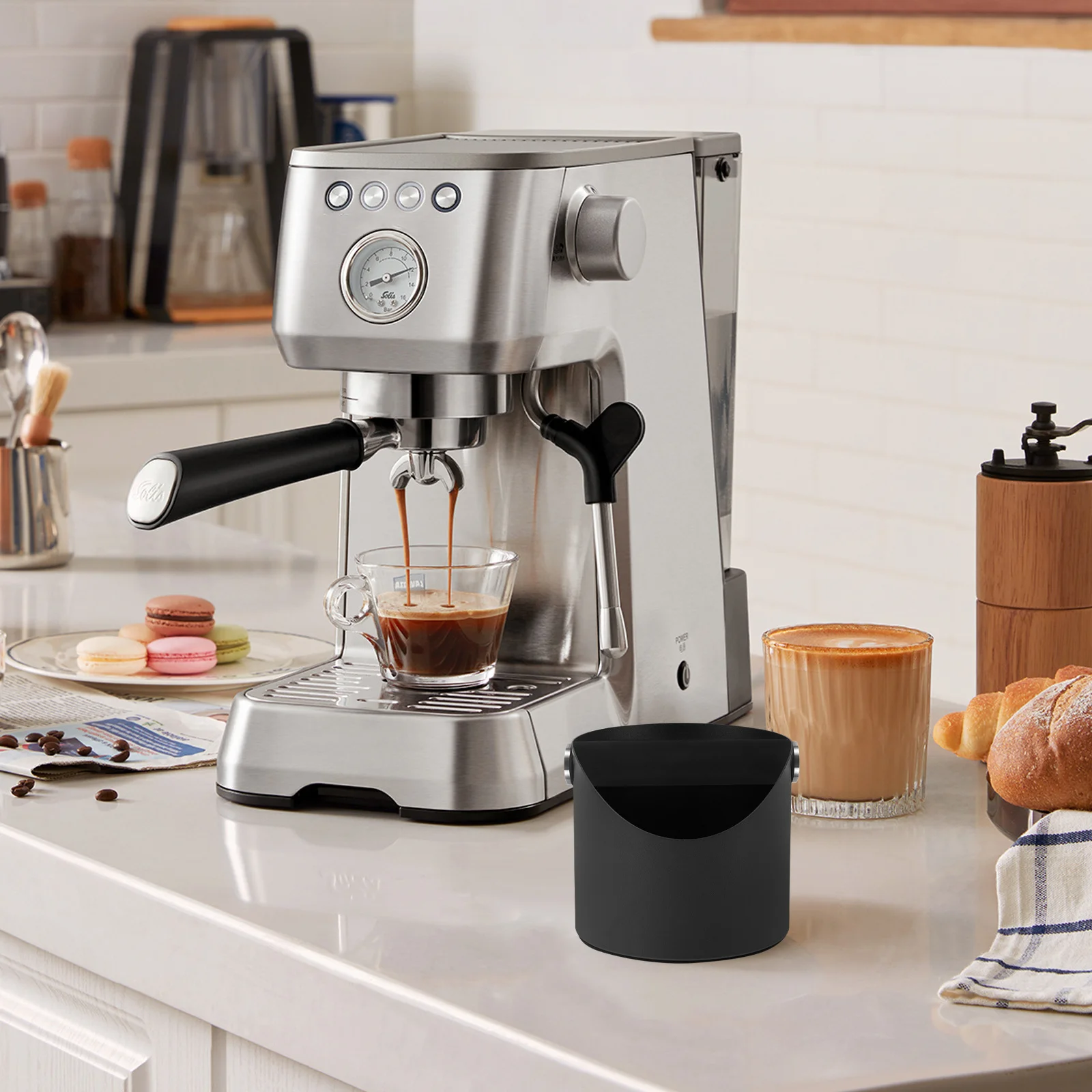 

Ergonomic Knock Bar Stick Silicone Espresso Tool Grounds Bucket Accessory Easy Cleaning Waste Reduction Beating Bar For