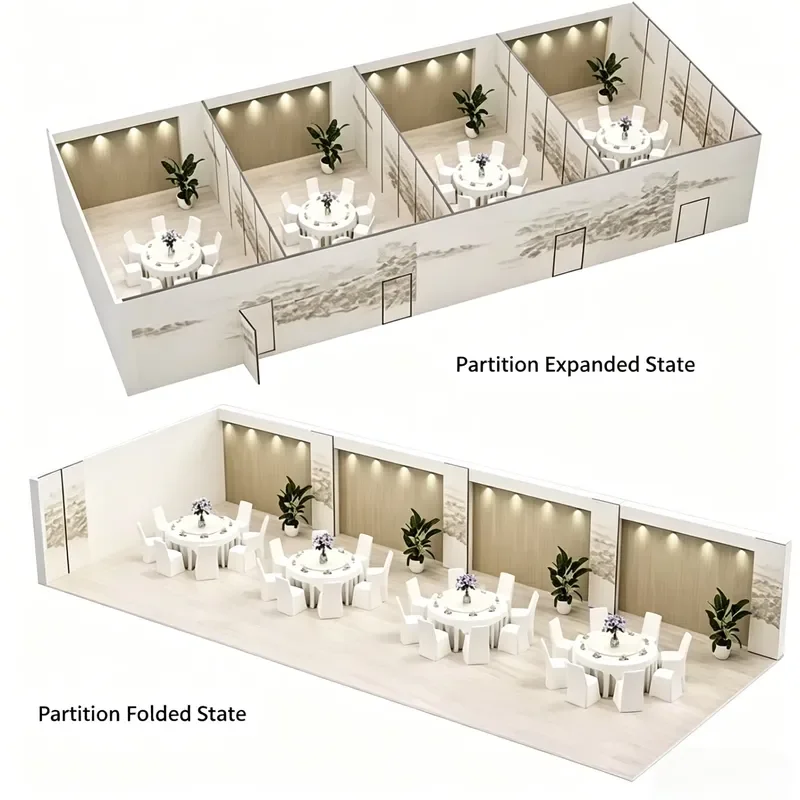 Acoustical Moveable Walls With Glass/Wooden/Fabric/Leather Partition Walls Sliding Operable Wall Systems for Hotel Banquet