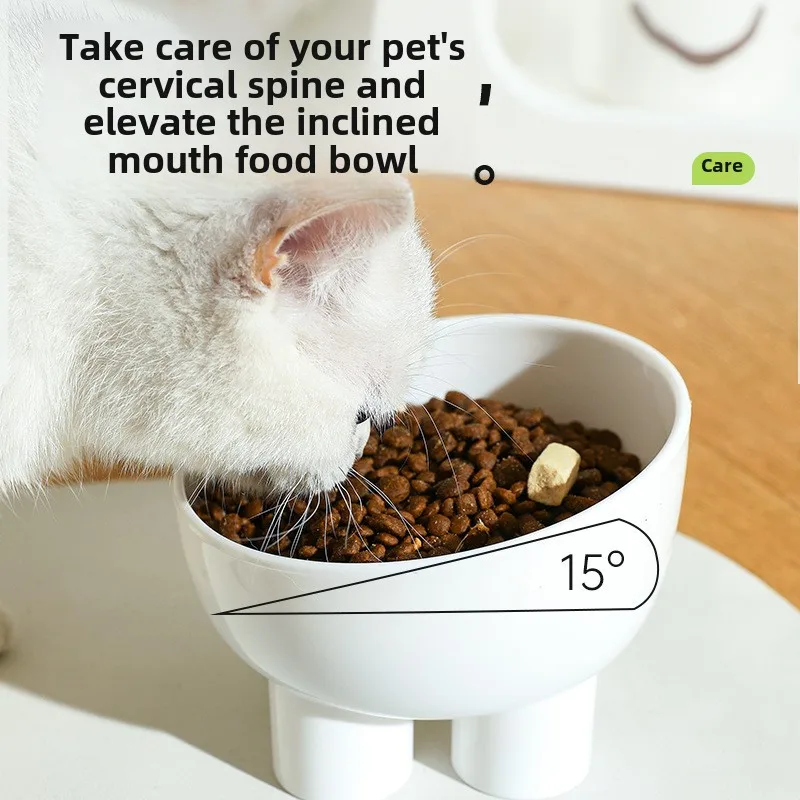 Non-Slip Cat Bowl Pet Water Food Feed Dog Bowls 45° Inclination Stand Feeders Tall Cat Bowl Anti-dumping Pet Feeding Supplies