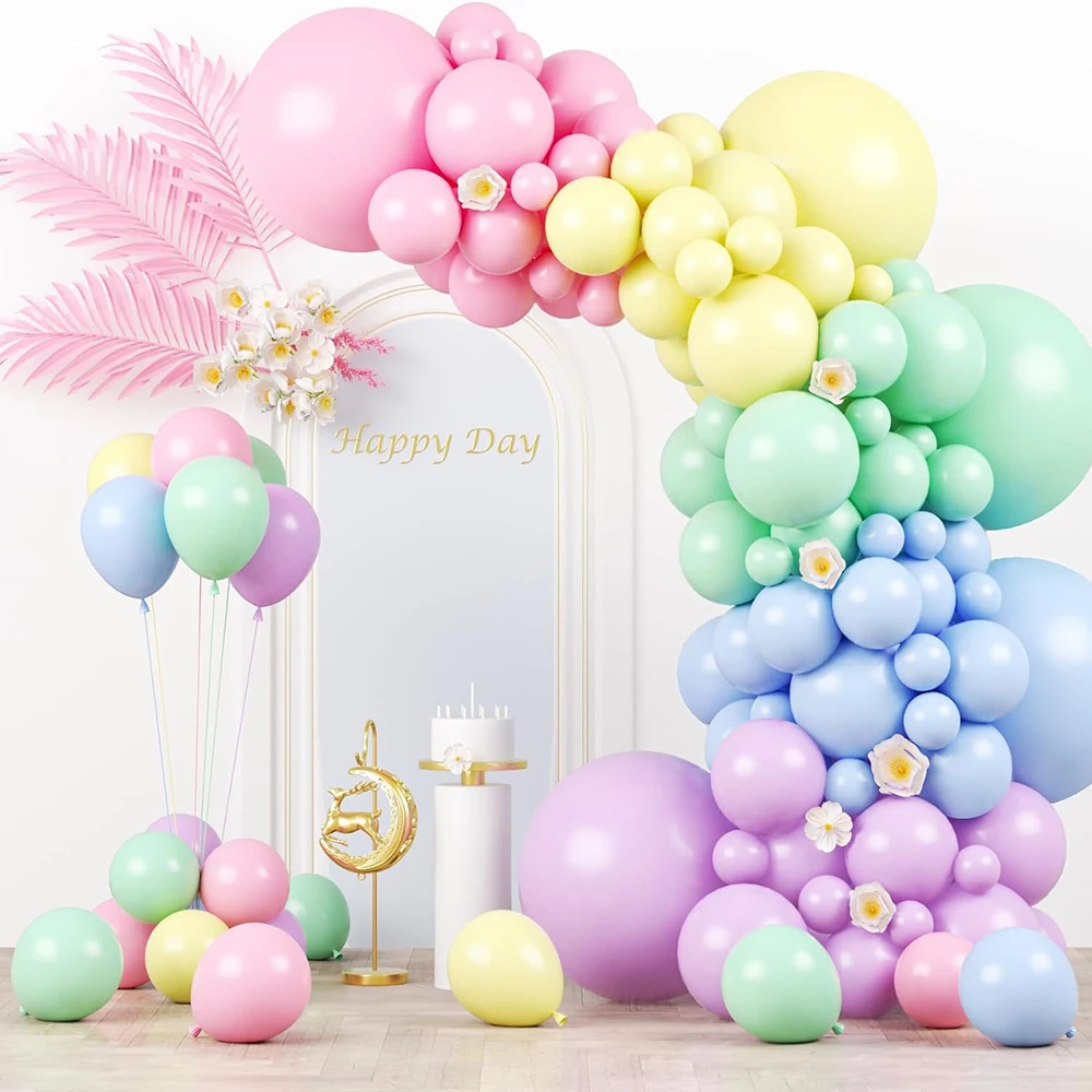 Pastel Balloons Garland Kit Macaron Latex Balloon Arch Easter 1st Birthday Party Decor Baby Shower Wedding Globos Set Decoration