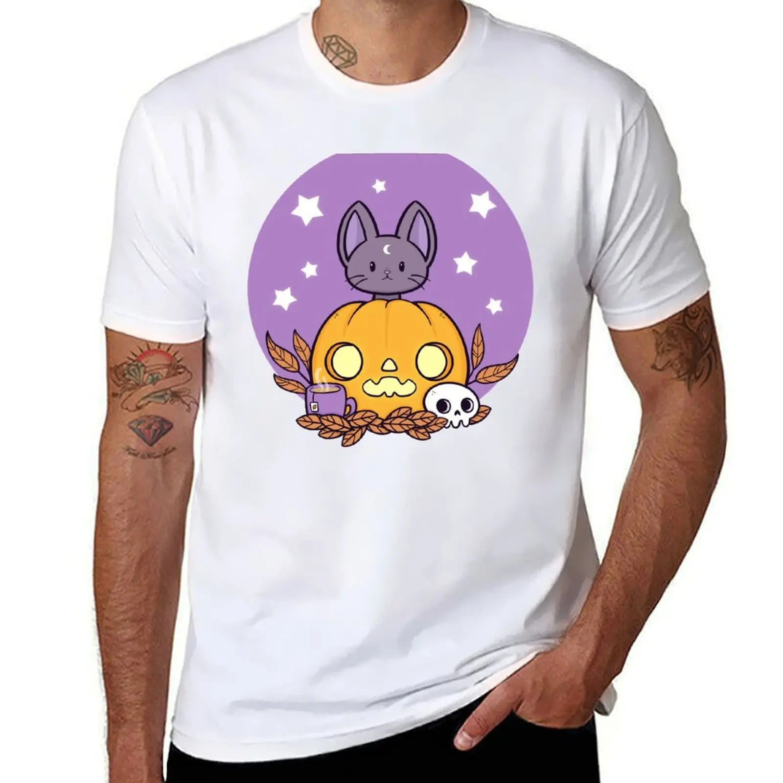 Nikury Pumpkin Son Cats T-Shirt Summer Casual Loose T-Shirt