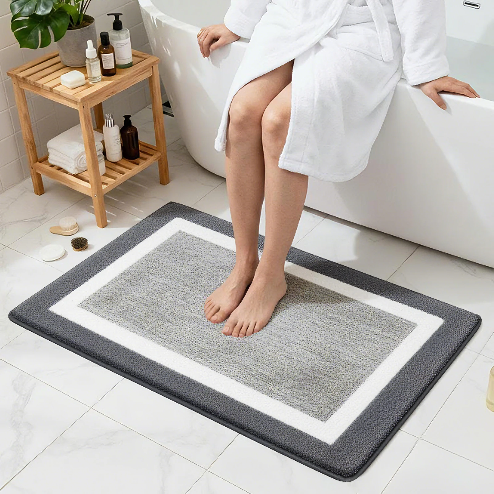 3Piece Bathroom Rugs Set Non Slip Washable Bath Mat Plush Microfiber Super Absorbent Floor Carpet Quick Dry Shaggy Shower Rugs