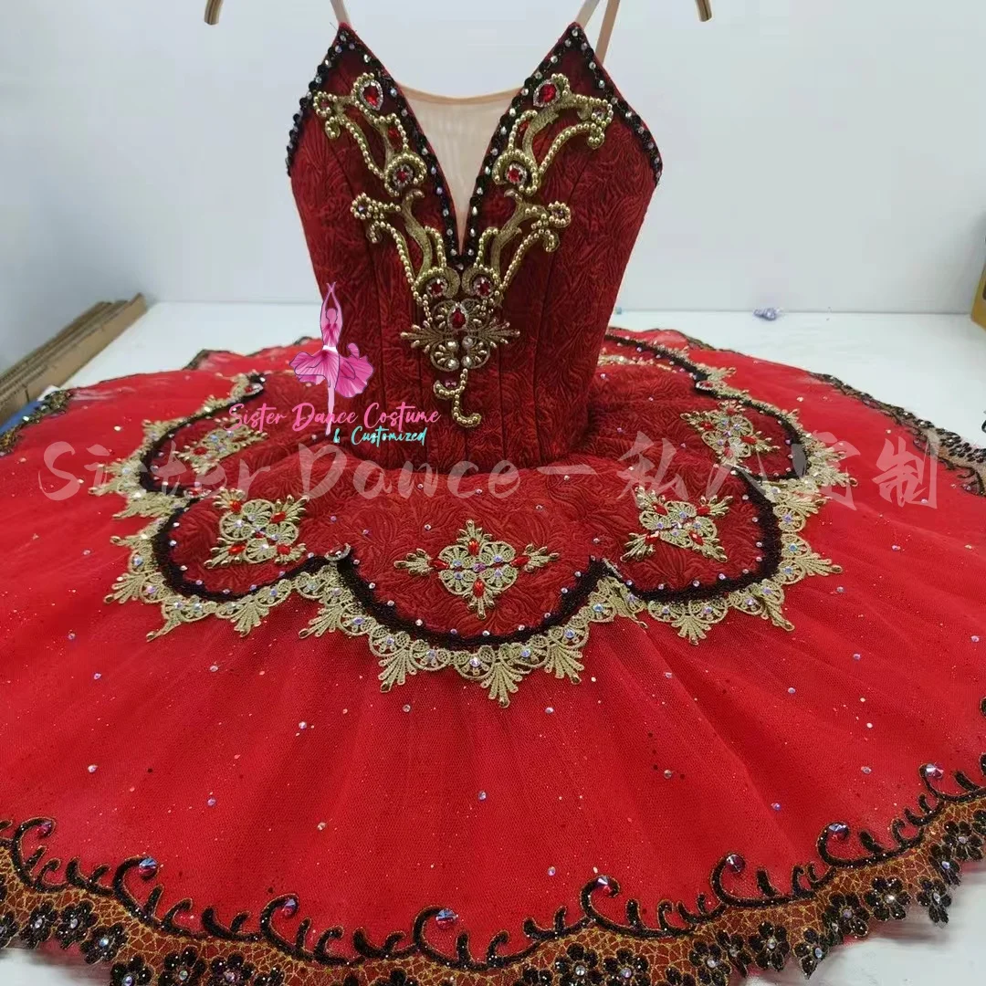 

2024 New High-end adult children professional ballet dress red Don Quixote skirt tutu competition performance private custom