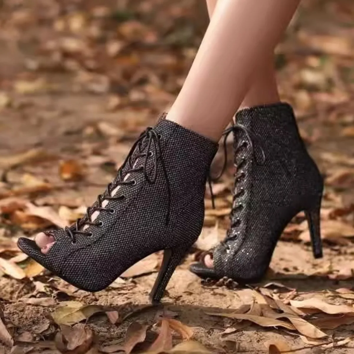 New Sexy Women Black High Heels TrendFemale Shoes Ballroom Suede Sole Customizable Street Sexy Stilettos For Woman