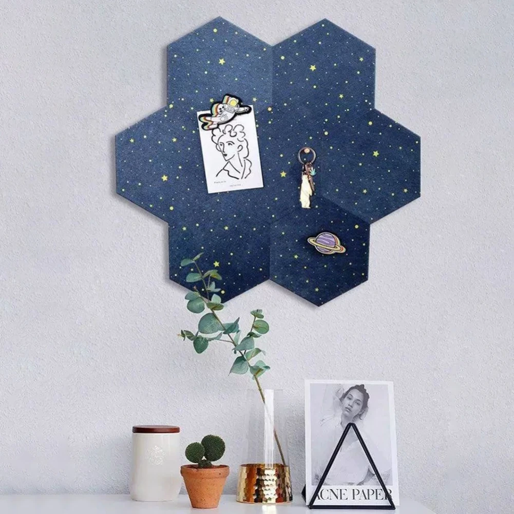 1PC Felt Board DIY Hexagonal Cork Stickers Board Notice Message Room Wall Decor Kids Bedroom Photos Cork Board Display