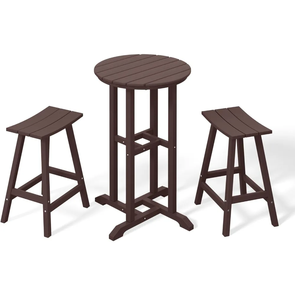 

Outdoor Bar Table, 37" Counter Height Round Patio Cocktail Bar Table, Patio Bar Table 3-Pieces Set Bistro Dining Table Pub Table