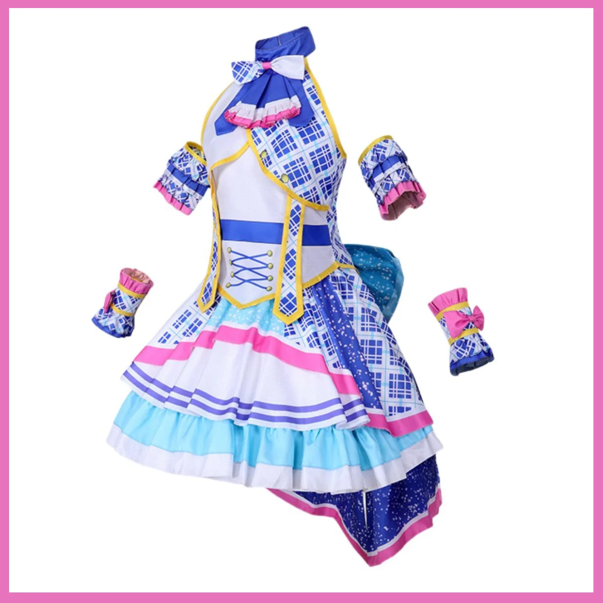 Anime Pripara Manaka Laala Cosplay Costume SoLaMi SMILE Wig Blue White Color Dress Lolita Skirt Woman Sexy Lovely Christmas Suit