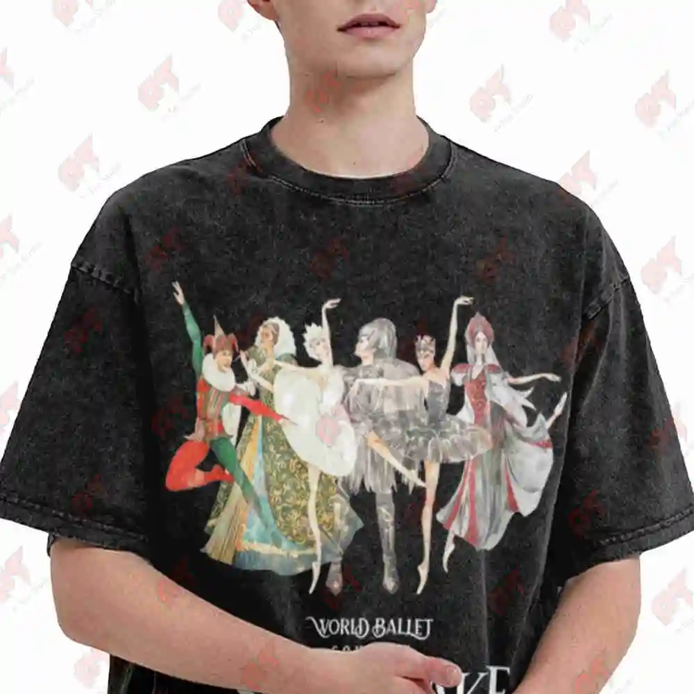 Swan Lake Ballet Dancers Vintage Washed Tee Pure Cotton T-Shirt