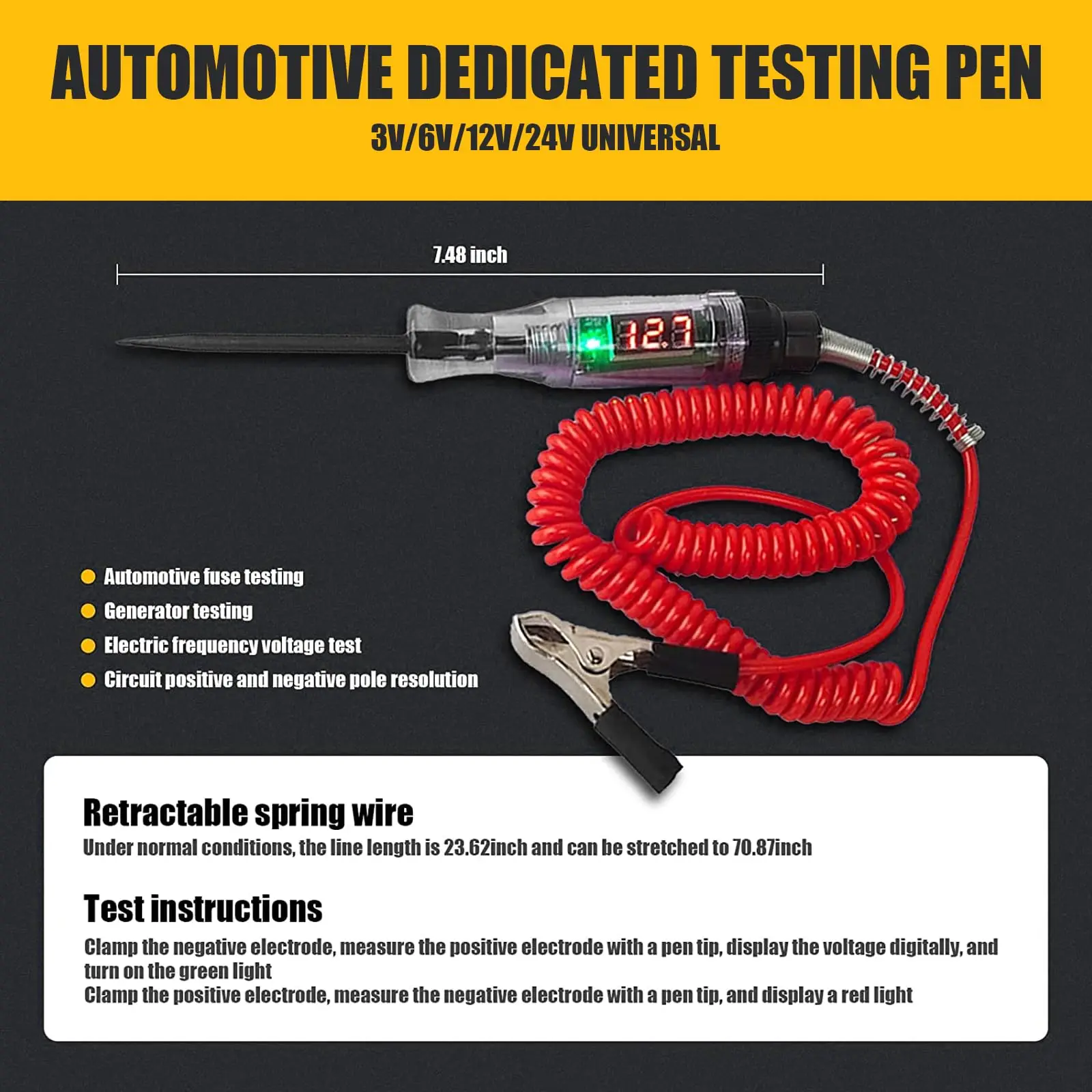 Car Truck Voltage Circuit Tester Auto 6V 24V Tools Car diagnostic Probe Test Pen Light Bulb electric measuring pen tools