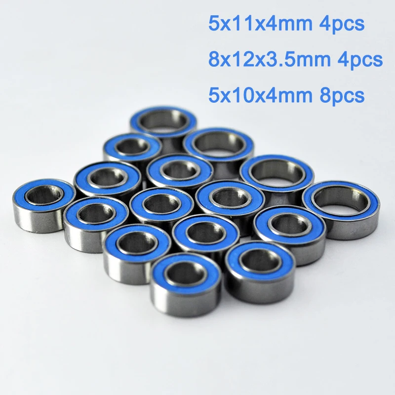 16pcs Mini Bearings Kit Sealed MR105 115 128 Bearing for Tamiya TT02 TT-02 TT02D TT-02D 1/10 RC Car Upgrades Parts Accessories