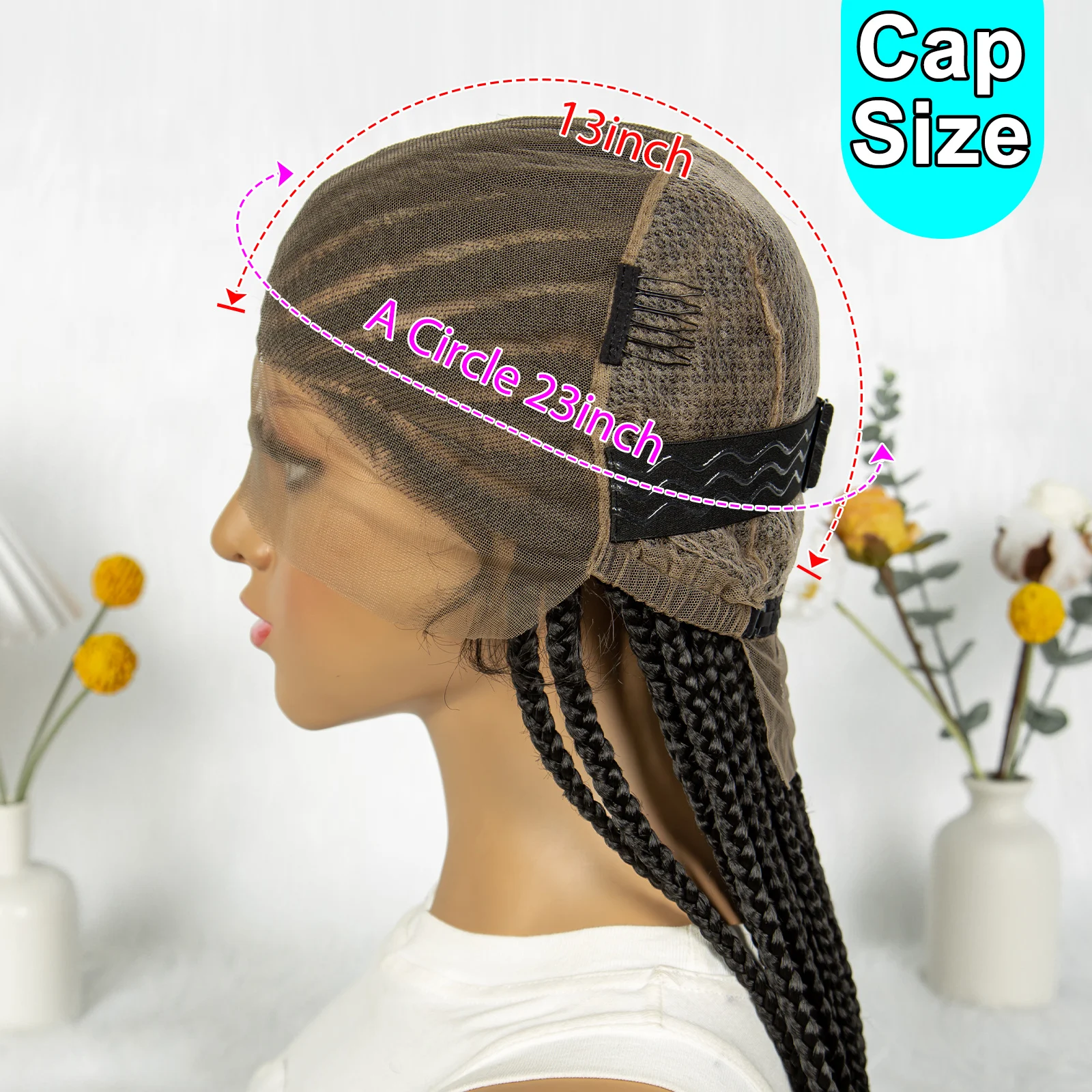 KIMA Synthetic Cornrow Box Braided Wig Full Lace Wigs Fulani Stitch Braids with Baby Hair for Black Women