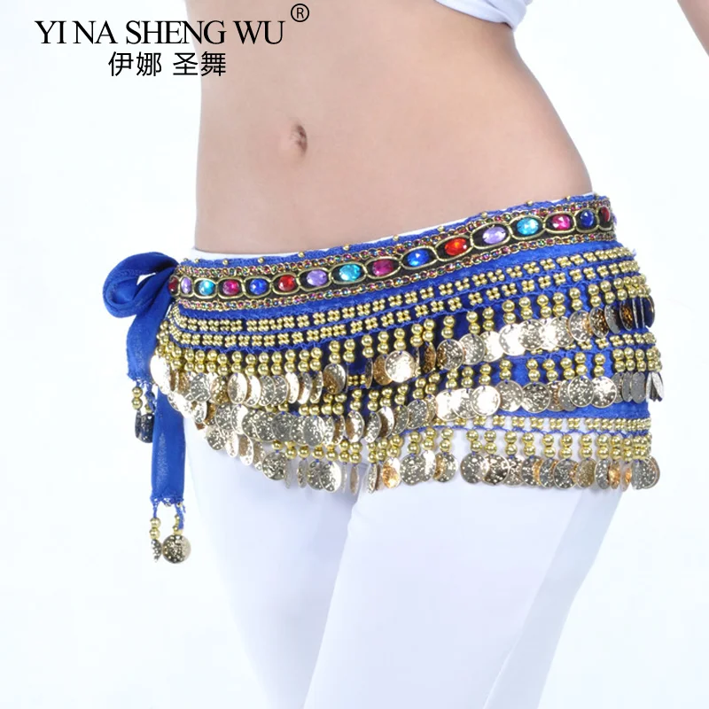 Taniec brzucha talia kobiety wysokiej klasy łańcuszek 228 monet chusta na biodra taniec brzucha praktyka treningowa wydajność akcesoria kostiumowe pas